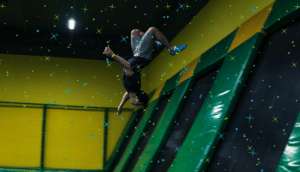 homme saut trampoline